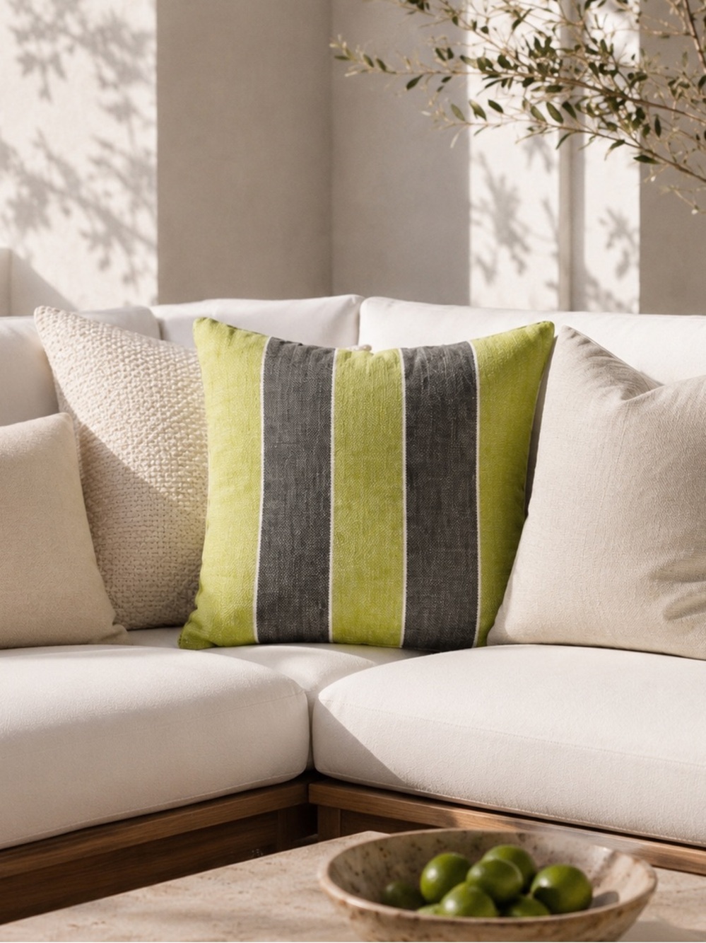 Restoration Hardware Cotton Striped Pillow Cover 20x20 Zip Closure